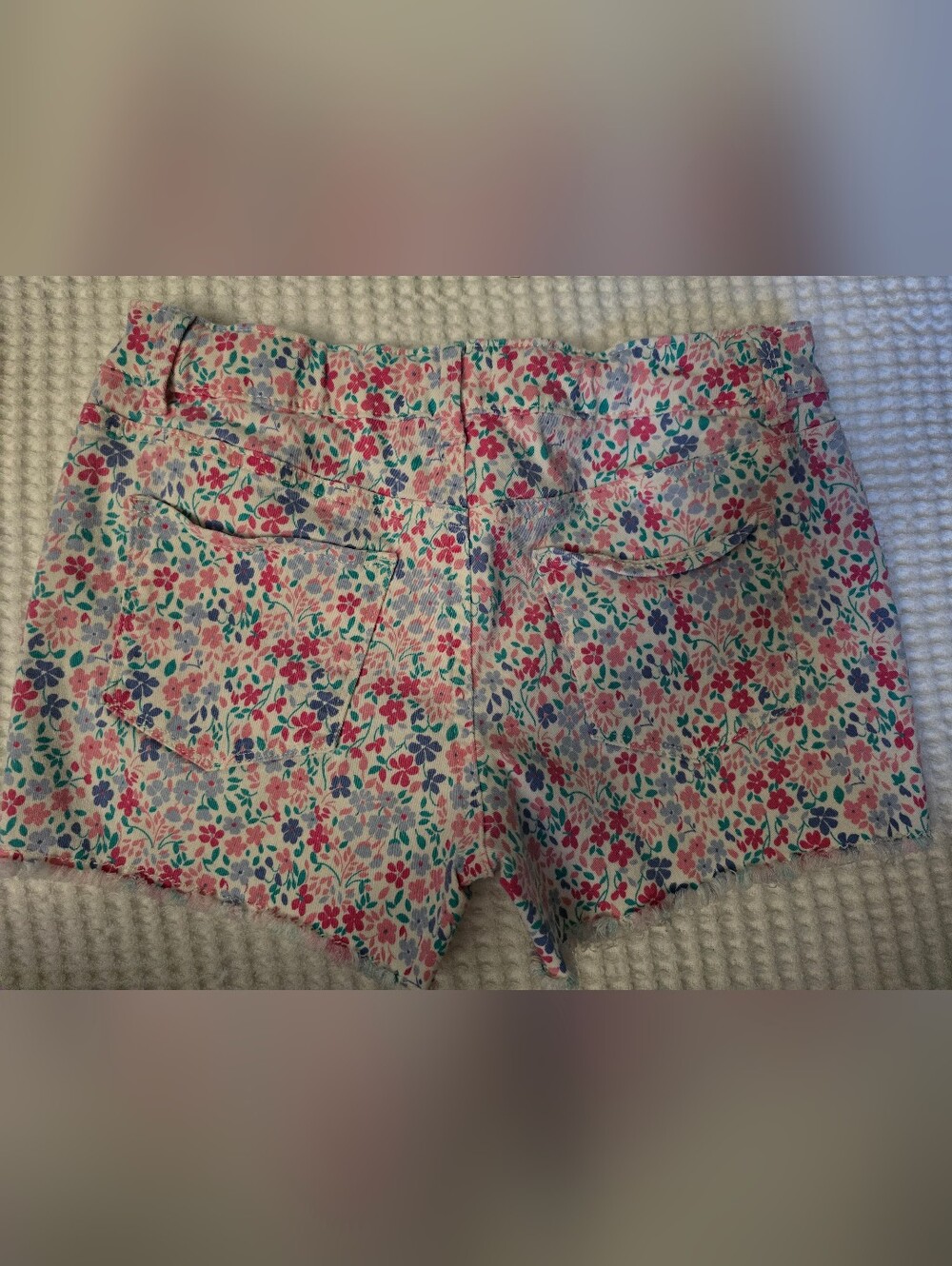 SO Floral Cotton Jean Shorts - Pink, Teal & Coral